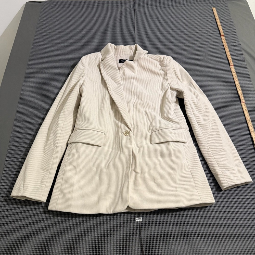 Rachel Zoe Corduroy Blazer Jacket Size S Cream Off White Single Button Pockets